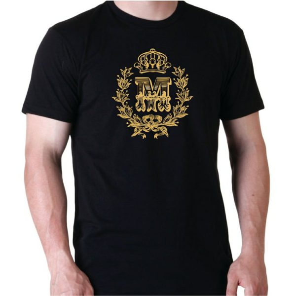 GRAPHIC UNISEX T-SHIRT with NAME INITIAL printed in Vintage look with Metallic inks
