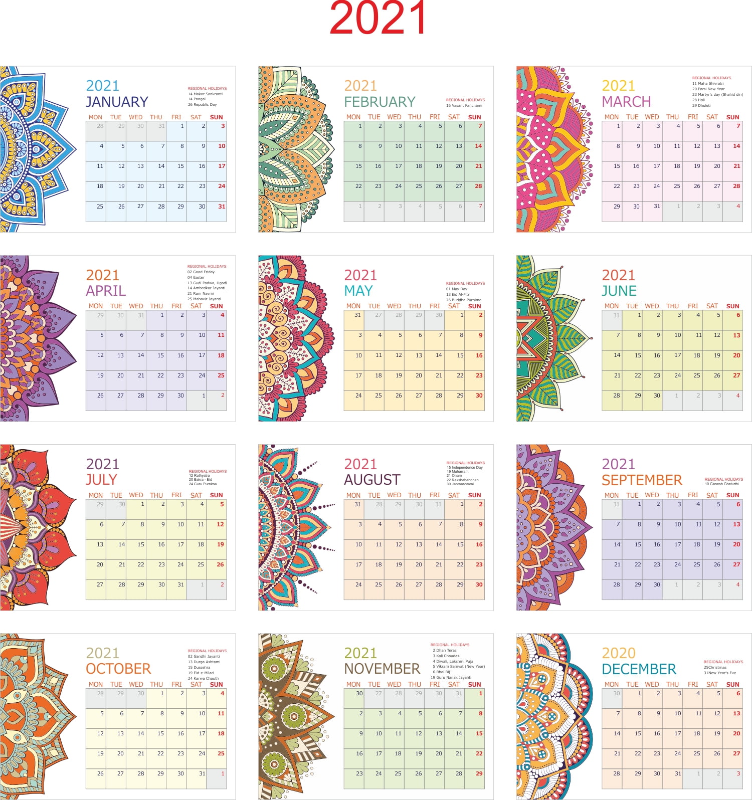 DZ5-Months Monthly Calendar 2021