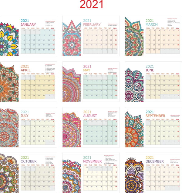 Monthly Calendar 2021