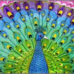 CANVAS PHOTO FRAME WITH HIGH RESOLUTION PRINTING - PEACOCK IN FLARE