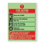 GLOW-IN-DARK FIRE SAFETY SIGN - Fire Action Instruction - Design#2